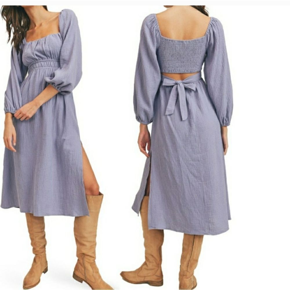 NWOT LUSH square neck midi dress in size S